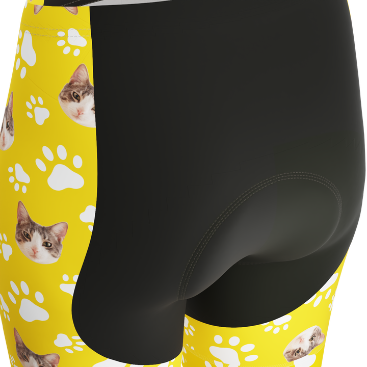 Women's Gel Padded Cycling Shorts Quick Dry & Custom Pet Bones Design Yellow