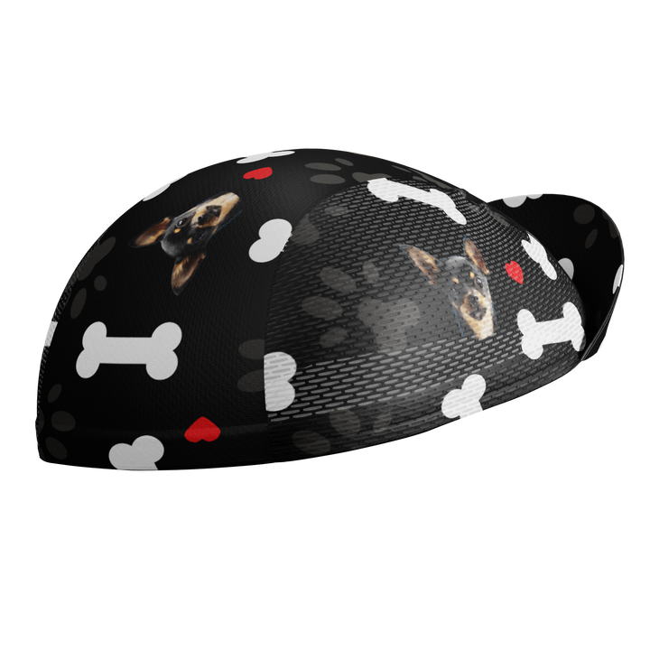 Unisex Quick-Dry Cycling Cap Custom Pet Bones Design Black