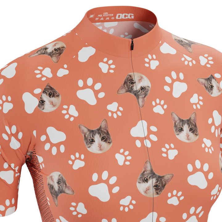 Custom Pet Paws Women's Cycling Kit Vibrant Performance Wear Red