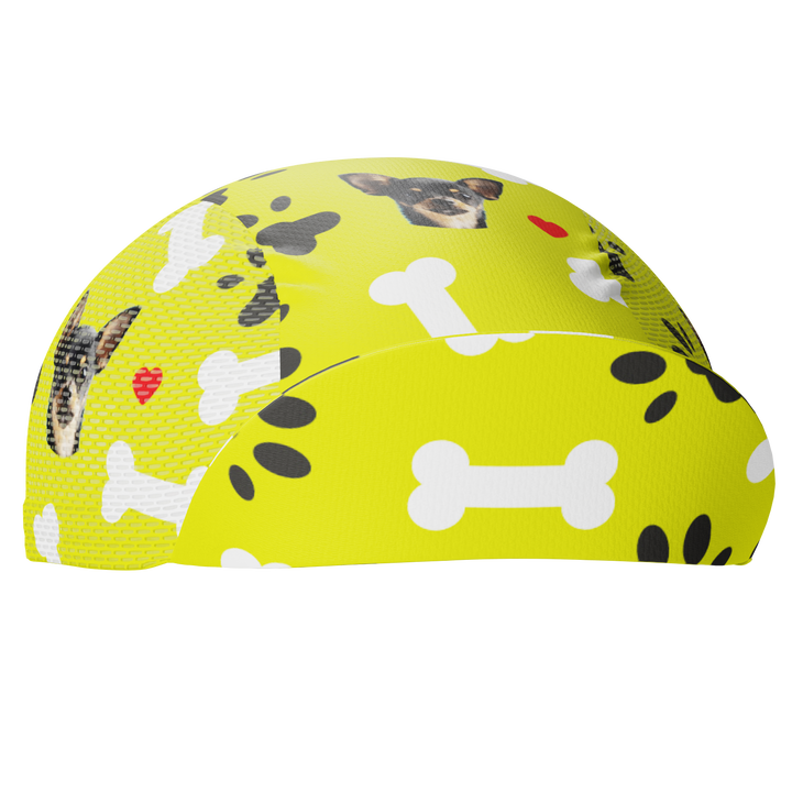 Unisex Quick-Dry Cycling Cap Custom Pet Bones Design Lime