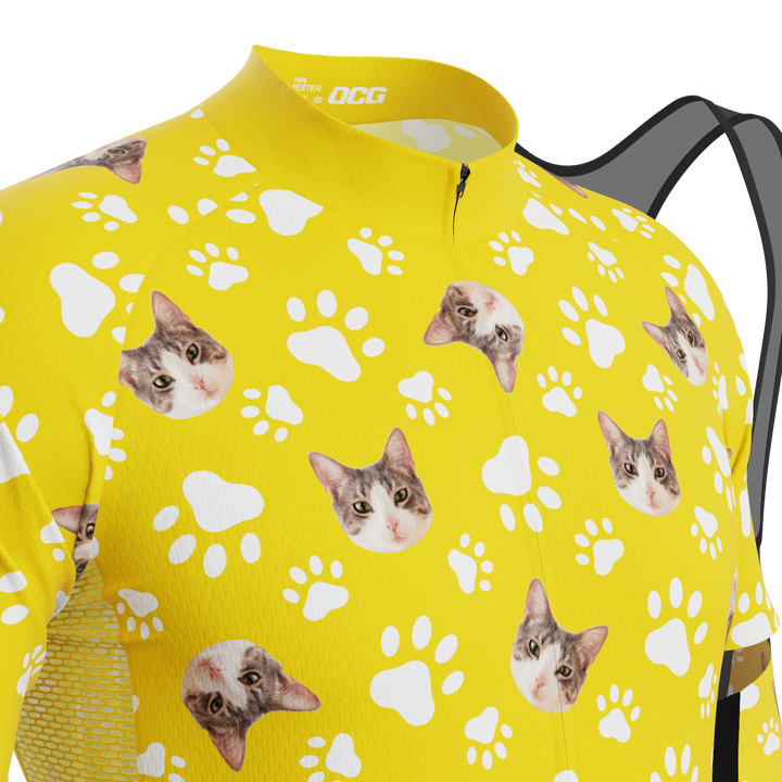 Men's Custom Pet Paws Cycling Kit Performance & Comfort Yellow
