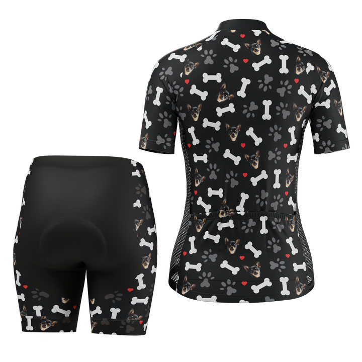 Women's Custom Pet Bones Cycling Kit Durable & Personalized Black