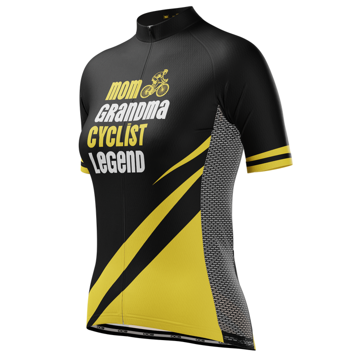 Women's Mom & Granma Short Sleeve Cycling Jersey Quick-Dry Elegance Black