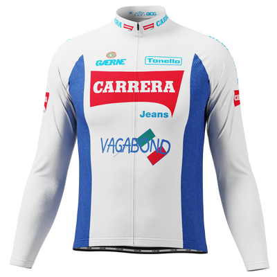 Men's Carrera Long Sleeve Cycling Jersey Quick-Dry Personalizable White