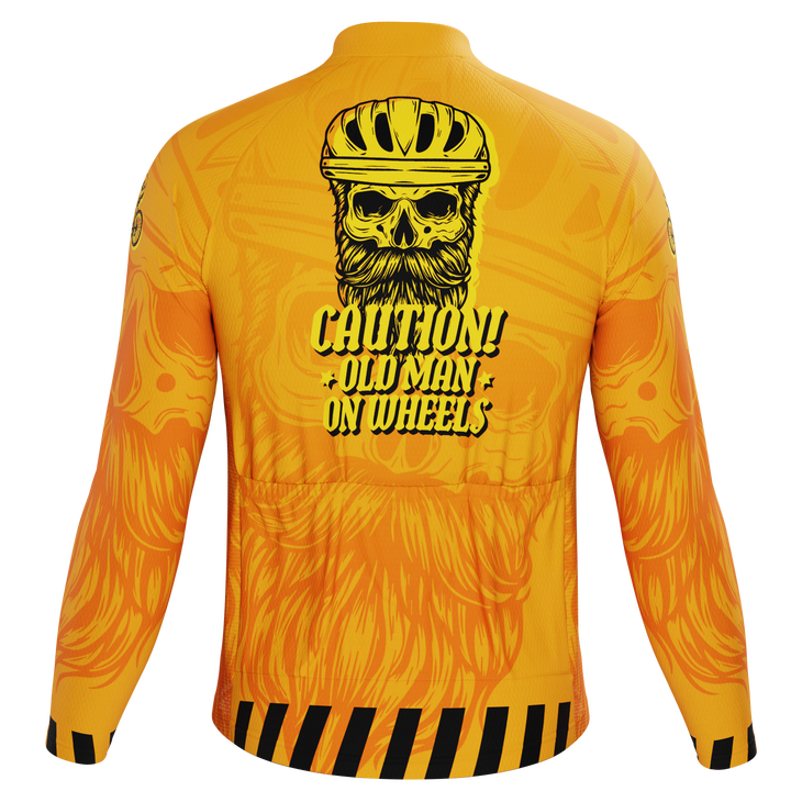 Men’s Old Man On Wheels Cycling Jersey Long Sleeve Performance Orange