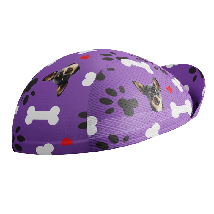 Unisex Quick-Dry Cycling Cap Custom Pet Bones Design Purple