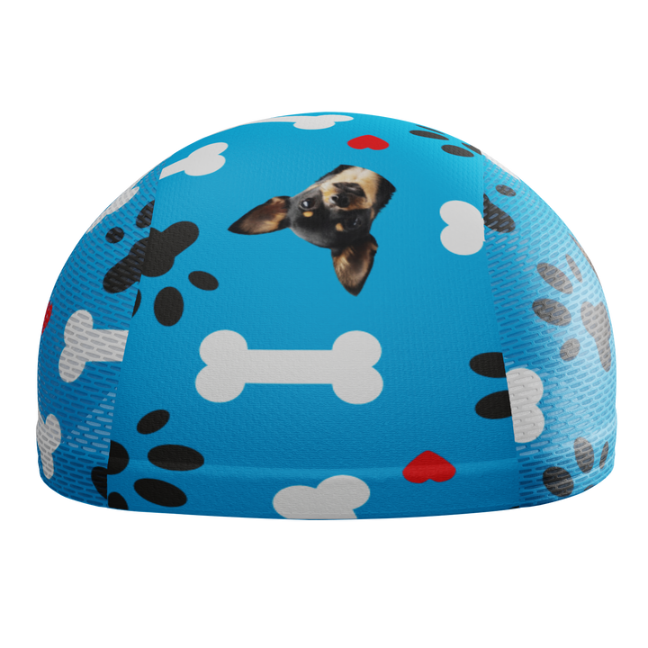 Unisex Quick-Dry Cycling Cap Custom Pet Bones Design Blue