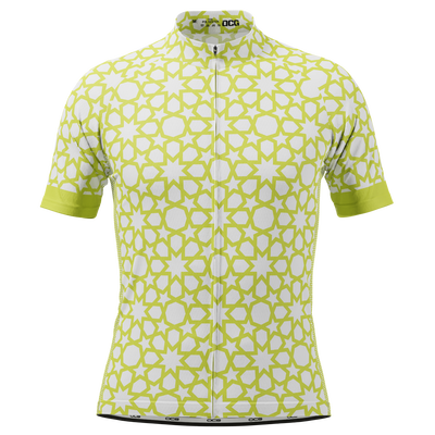 Men’s Islamic Geometry Short Sleeve Cycling Jersey Quick-Dry Custom Fit Gold