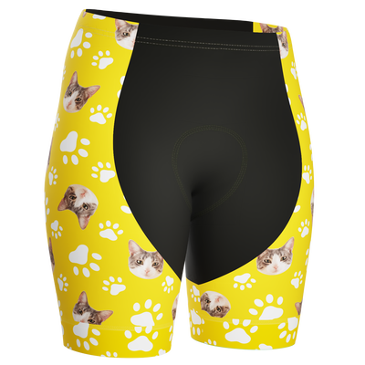 Women's Gel Padded Cycling Shorts Quick Dry & Custom Pet Bones Design Yellow
