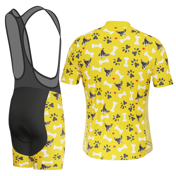 Men's Custom Pet Bones Cycling Kit Durable Personalized Gear Yellow
