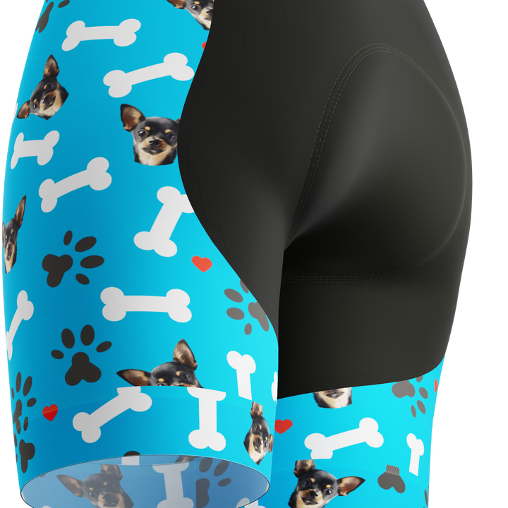 Women's Gel Padded Cycling Shorts Quick Dry & Custom Pet Bones Design Blue