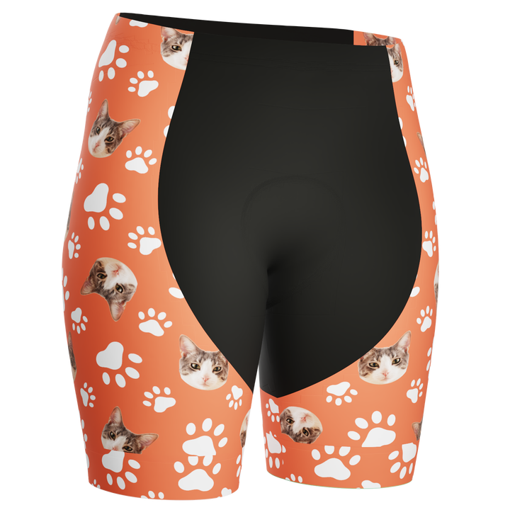 Women's Custom Pet Paws Cycling Shorts Gel Padded Performance Red