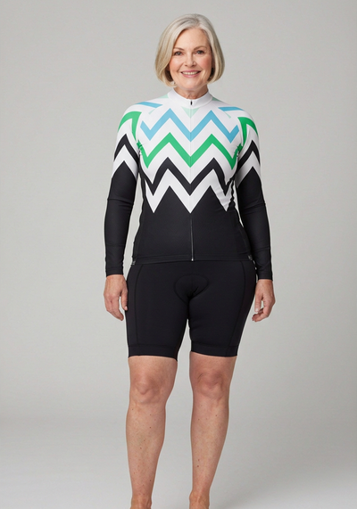 Womens Zigzag Mountain Long Sleeve Cycling Jersey - _default - front view