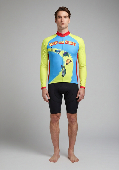 Mens Slow And Steady Long Sleeve Cycling Jersey - _default - front view