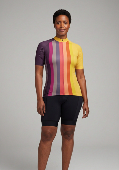 Womens Sunburnt Rainbow Cycling Jersey - _default - front view