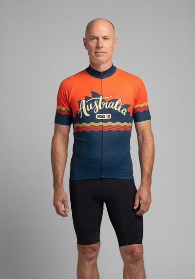 Mens Road To Australia Short Sleeve Cycling Jersey - front view