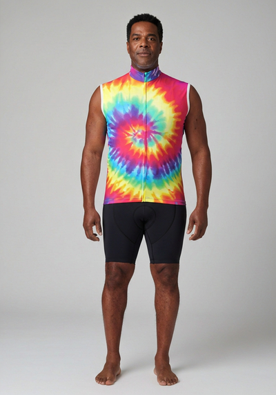 Mens Tie Dye Sleeveless Cycling Jersey - front view