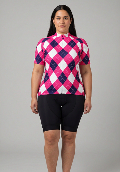 Womens Patchwork Short Sleeve Cycling Jersey - front view