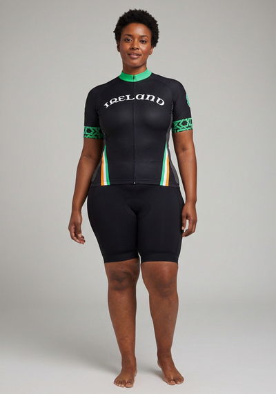 Womens Ireland Erie Shamrock Short Sleeve Cycling Jersey - front view