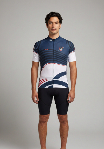 Mens Velocity Rosso Short Sleeve Cycling Jersey - front view