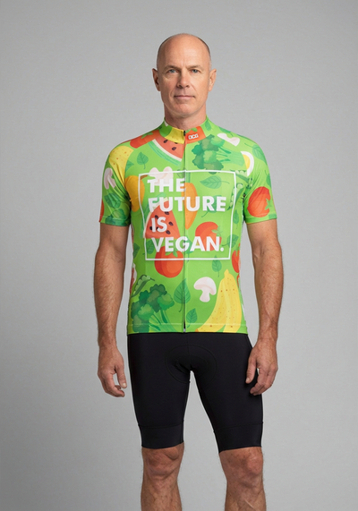 Mens The Future Is Vegan Short Sleeve Cycling Jersey - front view
