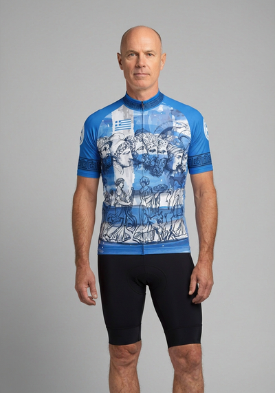 Mens Greek Ancient Greece Short Sleeve Cycling Jersey - front view