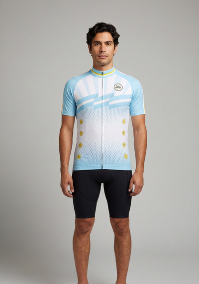 Mens World Series Argentina Flag Short Sleeve Cycling Jersey - front view