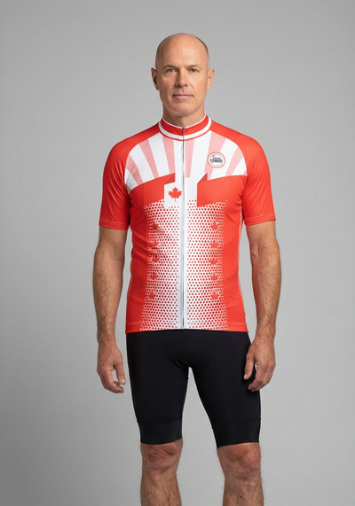 Mens World Countries Flag Canada Short Sleeve Cycling Jersey - front view