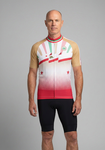 Mens Usa States Flag California Short Sleeve Cycling Jersey - front view