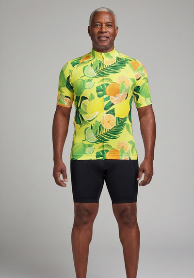 Mens Citrus Explosion Short Sleeve Cycling Jersey - front view