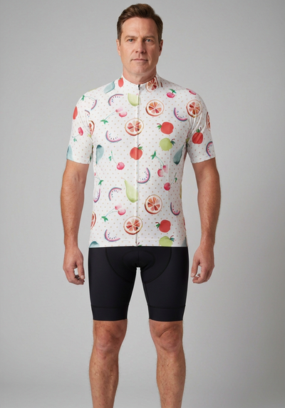 Mens Tropical Mix Short Sleeve Cycling Jersey - front view