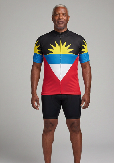 Mens Antigua And Barbuda Short Sleeve Cycling Jersey - front view