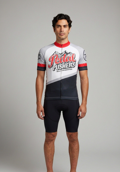 Mens Retro Pedal Pushers Short Sleeve Cycling Jersey - front view