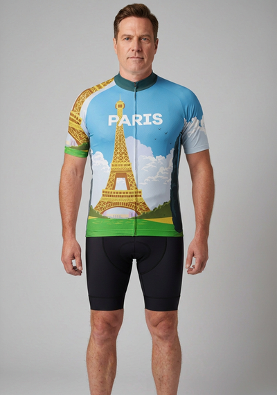 Mens Around The World Paris Short Sleeve Cycling Jersey - front view