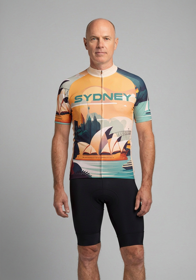 Mens Around The World Sydney Short Sleeve Cycling Jersey - front view