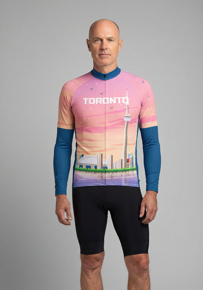 Mens Around The World Toronto Long Sleeve Cycling Jersey - front view
