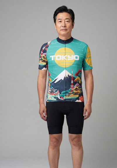 Mens Around The World Tokyo Short Sleeve Cycling Jersey - front view