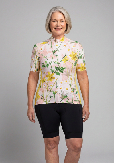 Womens Daisies Short Sleeve Cycling Jersey - front view