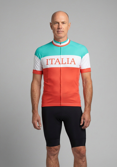 Mens Italia Flag Pro Short Sleeve Cycling Jersey - front view