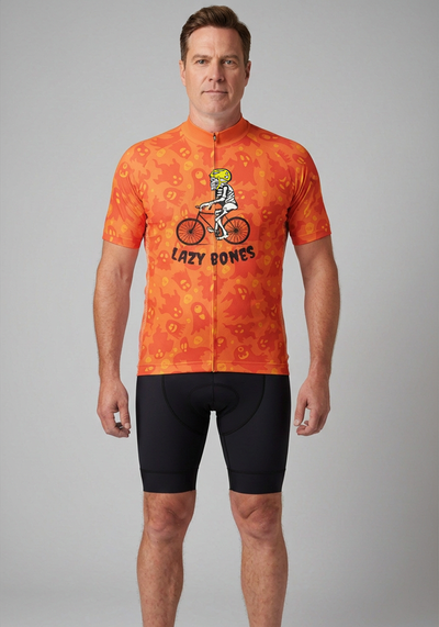 Mens Lazy Bones Short Sleeve Cycling Jersey - front view