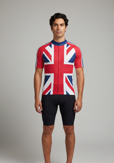 Mens Union Jack Uk Short Sleeve Cycling Jersey - front view