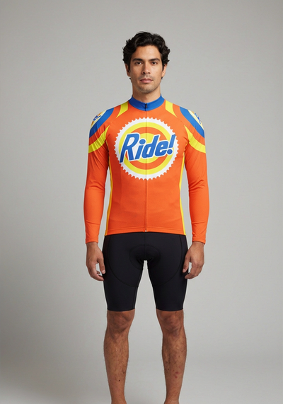 Mens Ride The Tide Short Long Sleeve Cycling Jersey - front view
