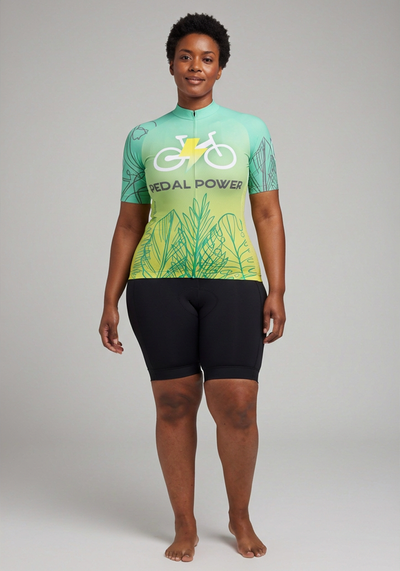 Womens Pedal Power Short Sleeve Cycling Jersey - front view