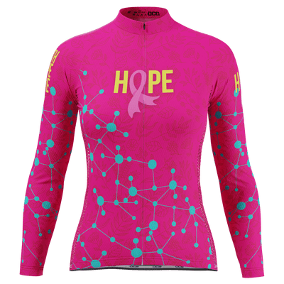 Maglia da ciclismo a maniche lunghe per donna con tema Cancro al seno Fede Speranza Amore
