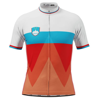Maillot de cyclisme à manches courtes avec drapeau national de la Slovénie pour hommes - Rouge