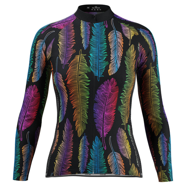 Women's  Rainbow Feathers Long Sleeve Cycling Jersey