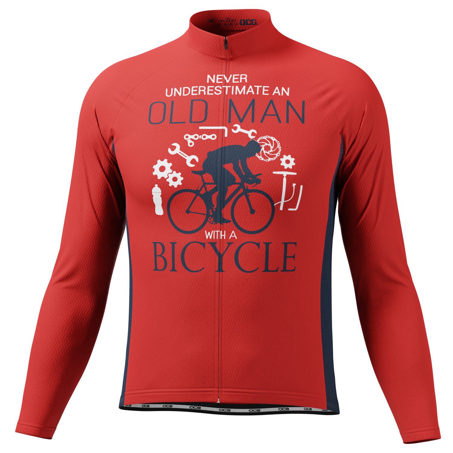 Men's Never Underestimate an Old Man Long Sleeve Cycling Jersey