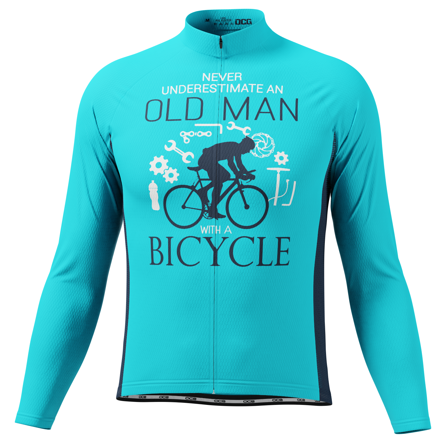 Men's Never Underestimate an Old Man Long Sleeve Cycling Jersey