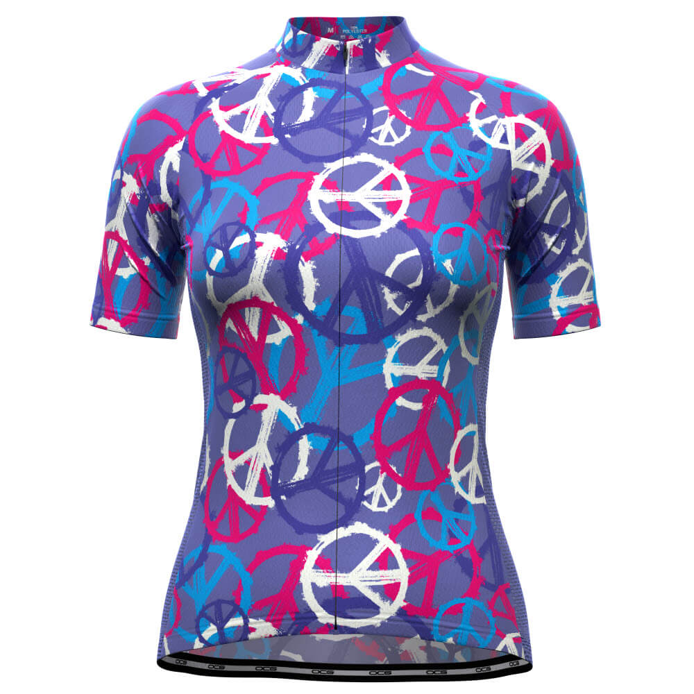 Women's Purple Peace Short Sleeve Cycling Jersey