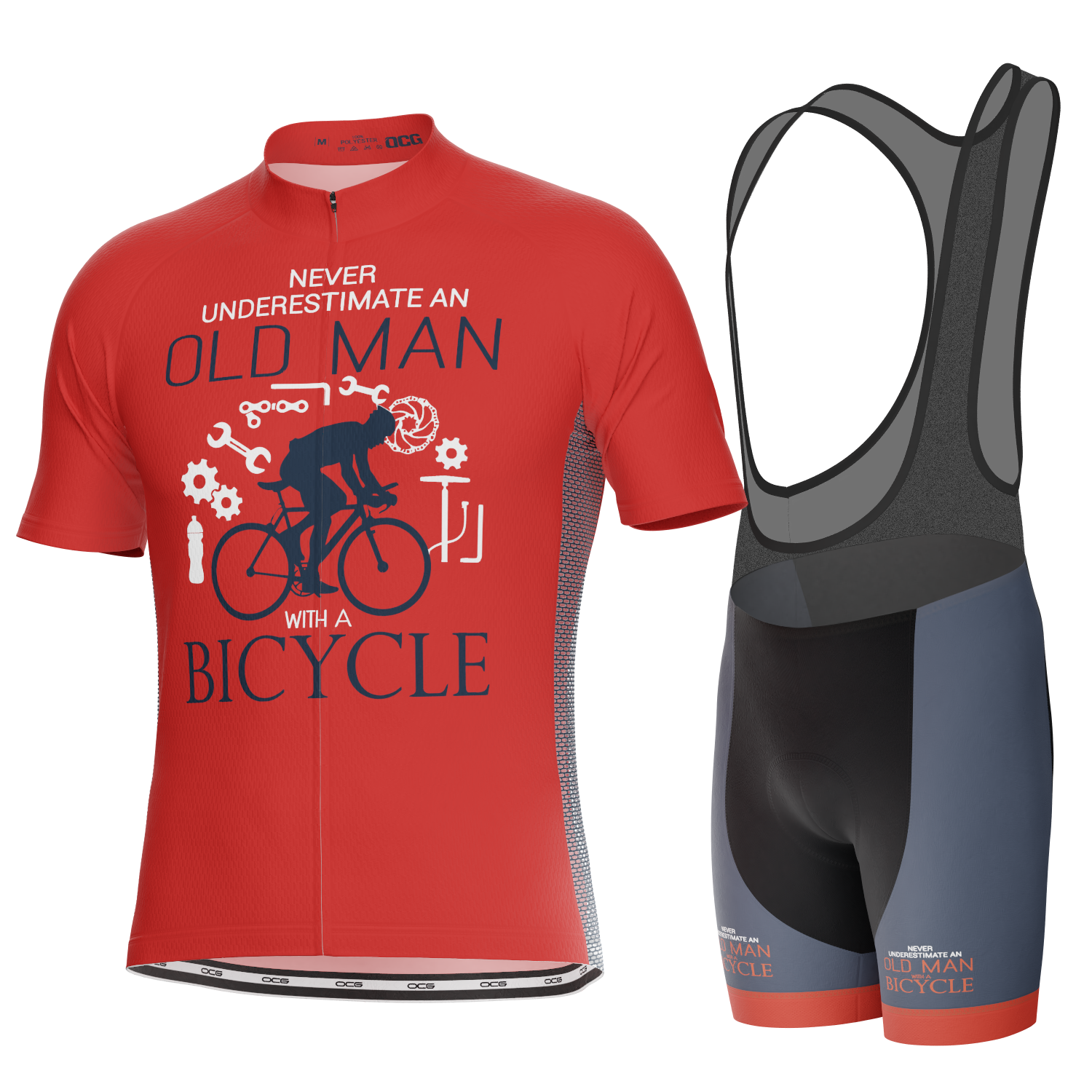 Men's Never Underestimate an Old Man 2 Piece Cycling Kit